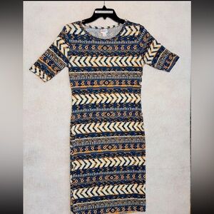 LulaRoe Spaghetti Dress Size S Stretch 39” Length Midi Geometric Multicolor